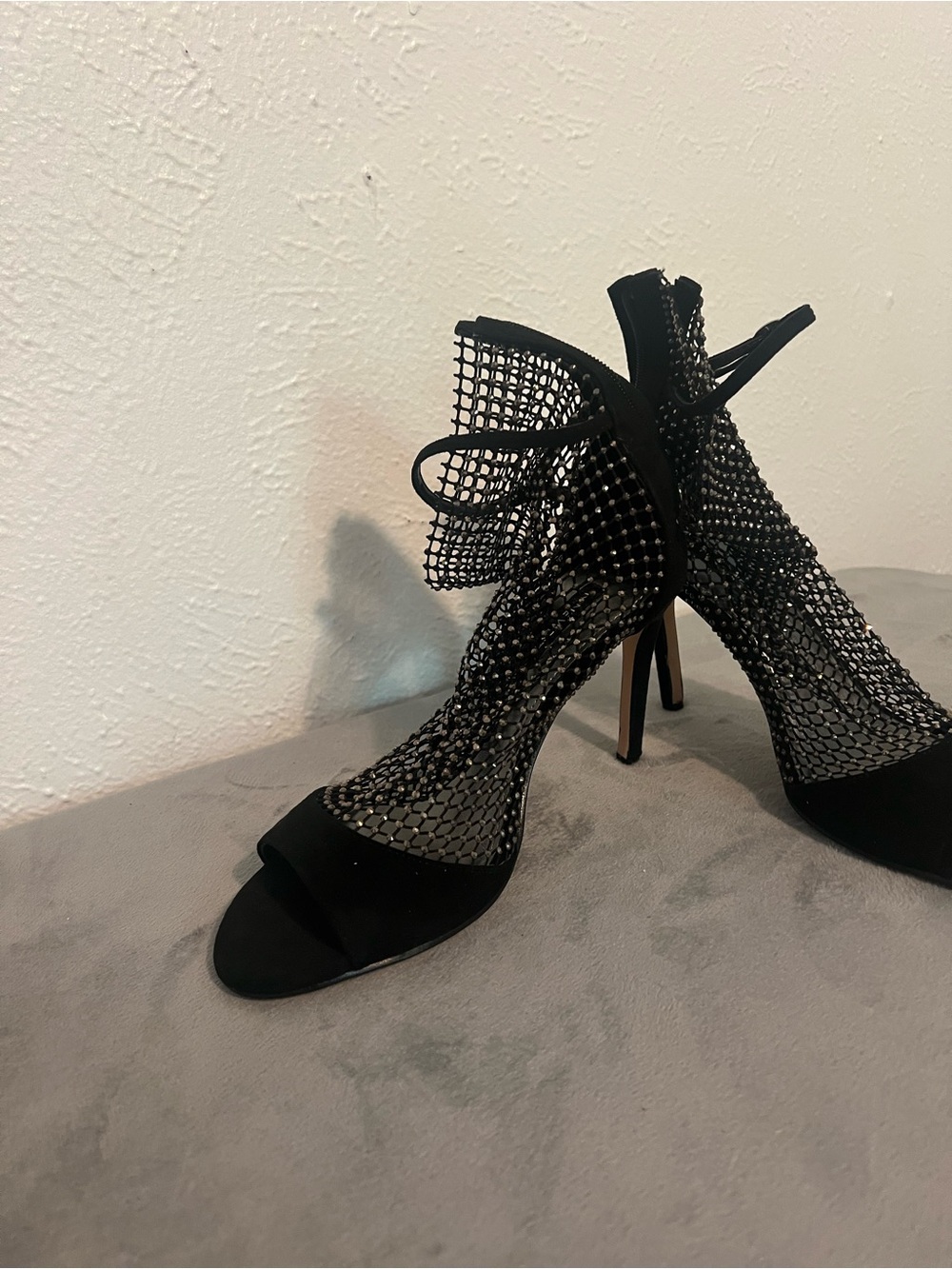 Nine West Black Mesh Peep-Toe Ankle Booties - Picture 12 of 15
